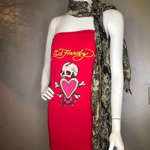 New Ed Hardy strapless dress crop top
